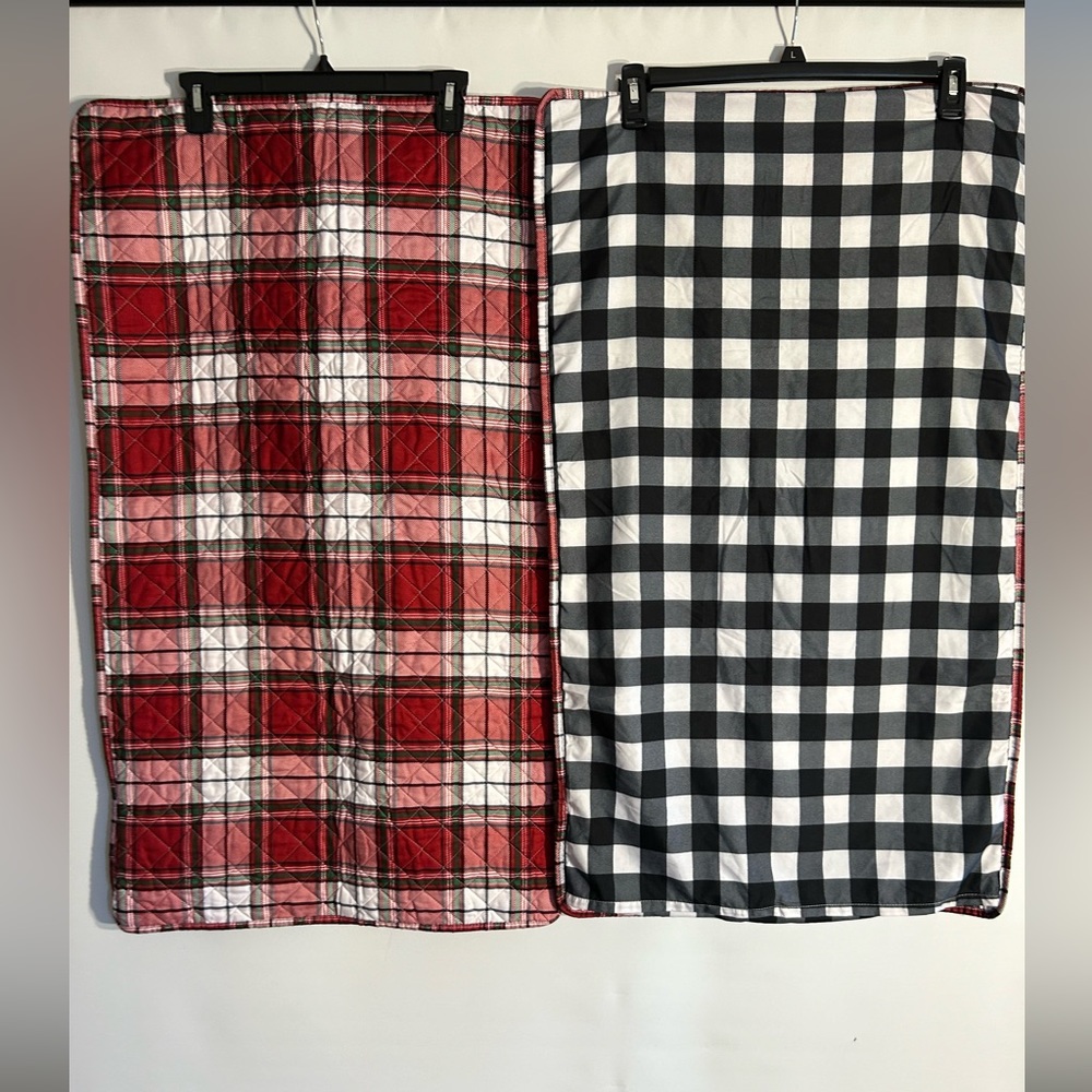 PEM AMERICA 20”x36” RED PLAID SIDE BLACK AND WHITE CHECK SIDE PILLOW SHAMS